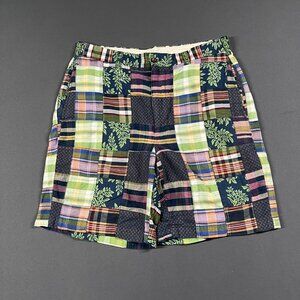 Brooks Brothers Shorts Men 34 Patchwork Floral Madras Green Plaid Bermuda Summer